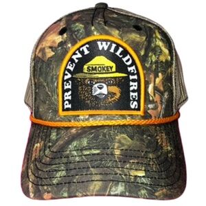 Smokey The Bear Only You Can Prevent Wildfires Mesh SnapBack Hat Cap Patch Camo